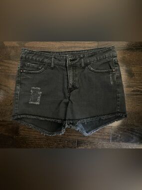 William Rast Black Distressed Low Rise Denim Cutoff Shorts Size 25